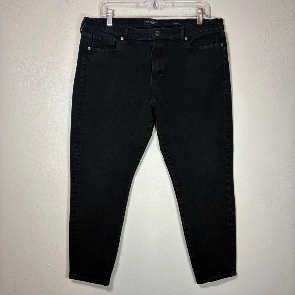 Banana Republic Premium Denim Skinny Jeans Black 33 Standard Mens 33x27